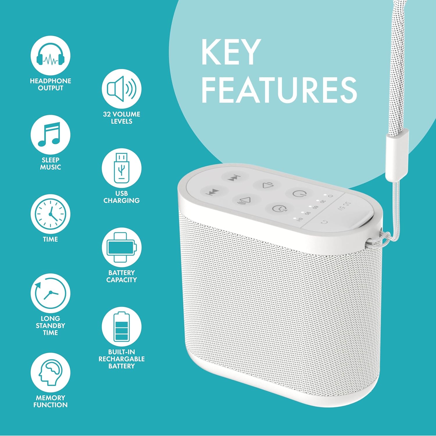 Flexi Dream | White Noise Machine Baby Adults | 21 Soothing Sounds Sleeping Nursery Travel Home Office