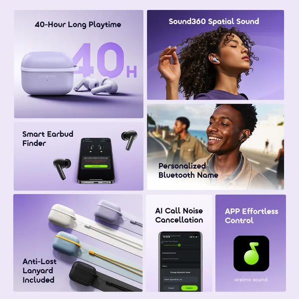 Oraimo SpaceBuds Lite Sound360 Anti-Lost True Wireless Earbuds