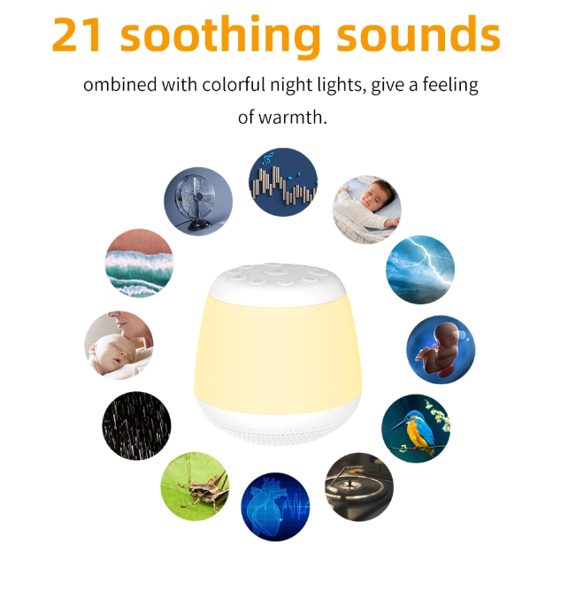Dreamegg White Noise Machine - Portable Sound Machine Baby for Sleeping with 8 Adjustable Night Light, 24 Sleep Sounds for Baby Kids Adults