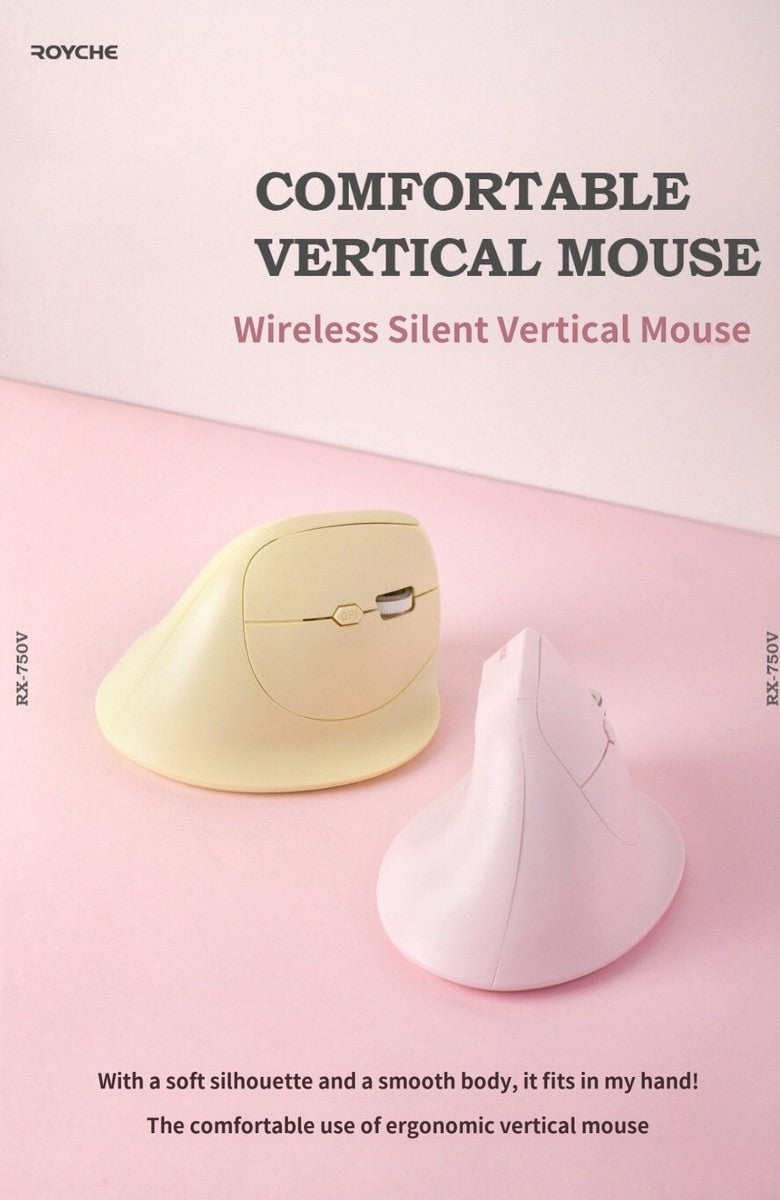 ROYCHE Low noisewireless Bluetooth Vertical Mouse with 3 multi-pairing, RX-680V The Branded Hub