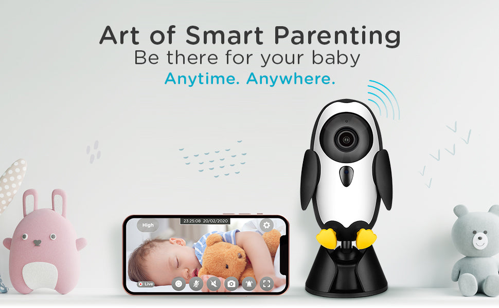 Qubo 2MP 1080p Full HD Baby Camera | Wi-Fi Baby Monitor | Cry Detection, Sleep Tracking, 2-Way Audio | Mobile App Control | NightPulse Vision | Cloud & SD Card Recording The Branded Hub