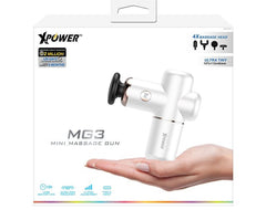 XPower MG3 Mini Massage Gun with 4 Massage Head - White The Branded Hub