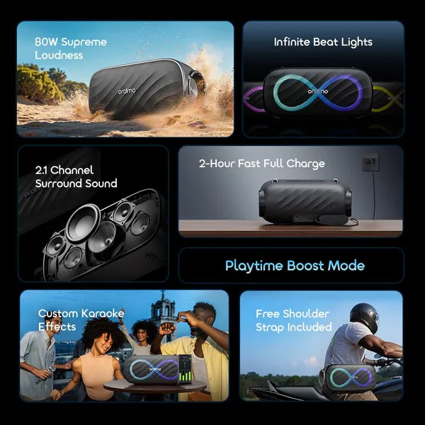Oraimo SpaceBox Pro 80W Karaoke-Support Wireless Speaker
