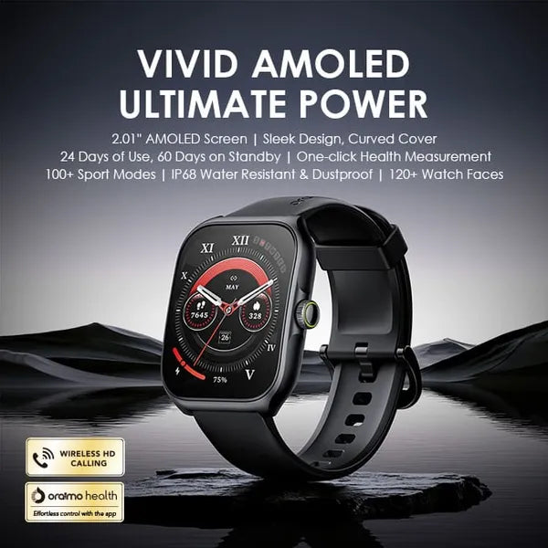 Oraimo Watch Nova AM 2.01" AMOLED Screen Curved Cover Smart Watch